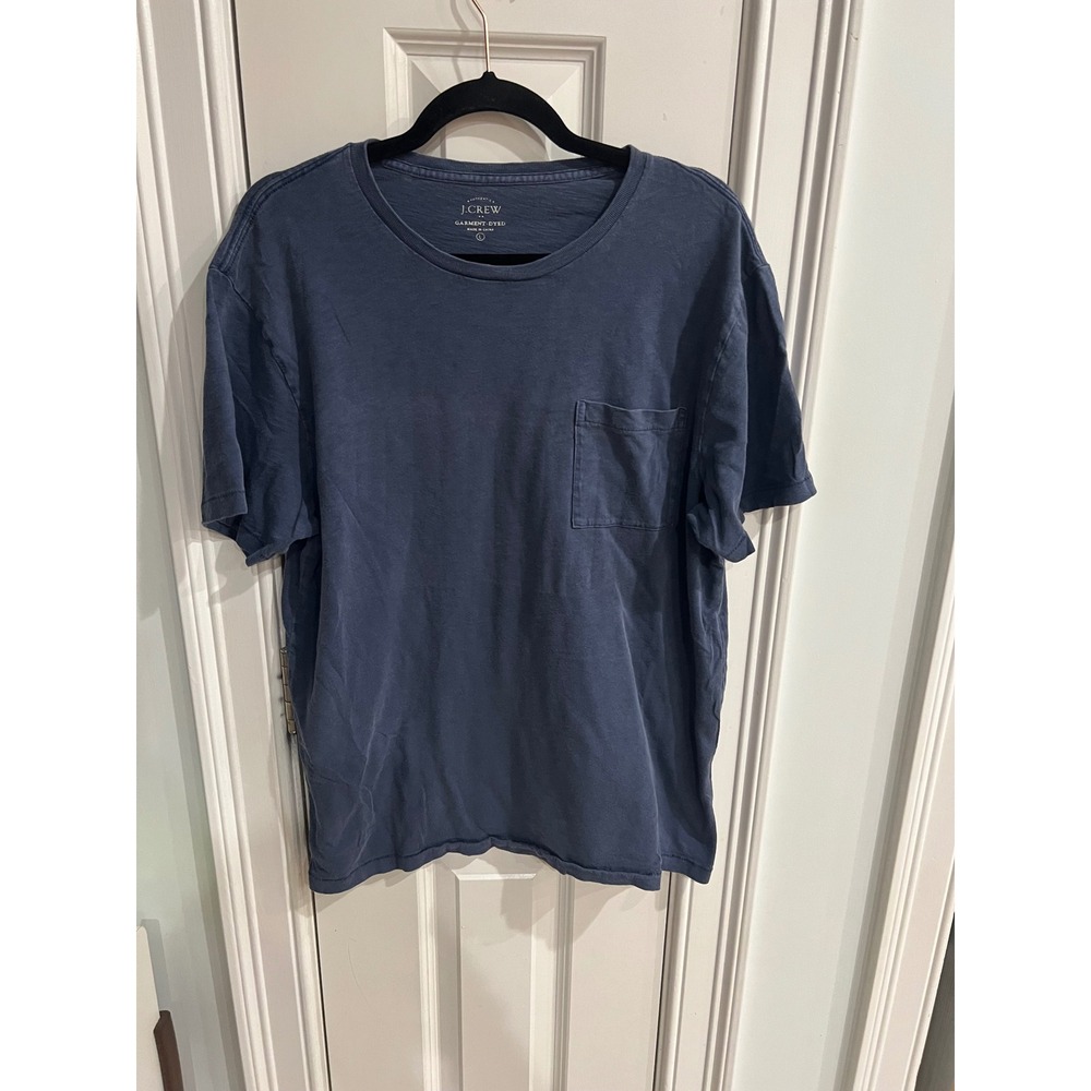 J.Crew Garment-Dyed Pocket T-Shirt Navy Blue Cotton Crew Neck E7801 Mens Large